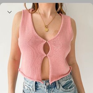 NWOT Pink Vest clasp front knit top